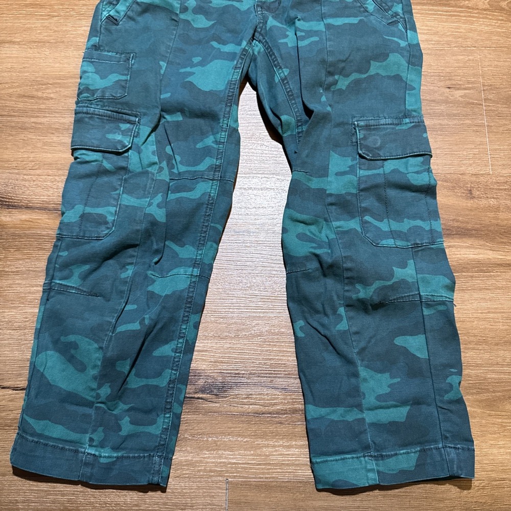 Anthropologie 25 PETITE Austin Cargo Utility Crop Pant Mid-Rise Turquoise‎ Green - Picture 3 of 16